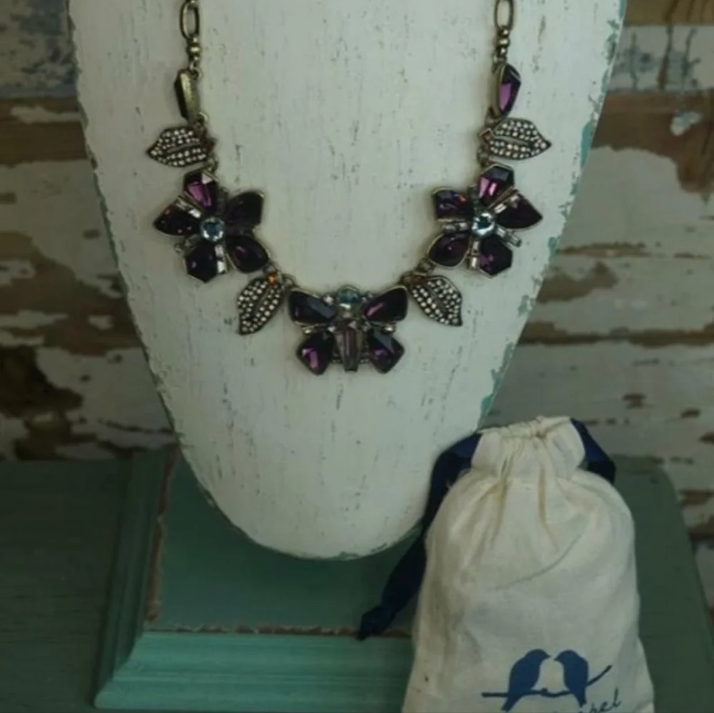 Chloe and Isable Purple Butterfly statement necklace - Picture 2 of 2